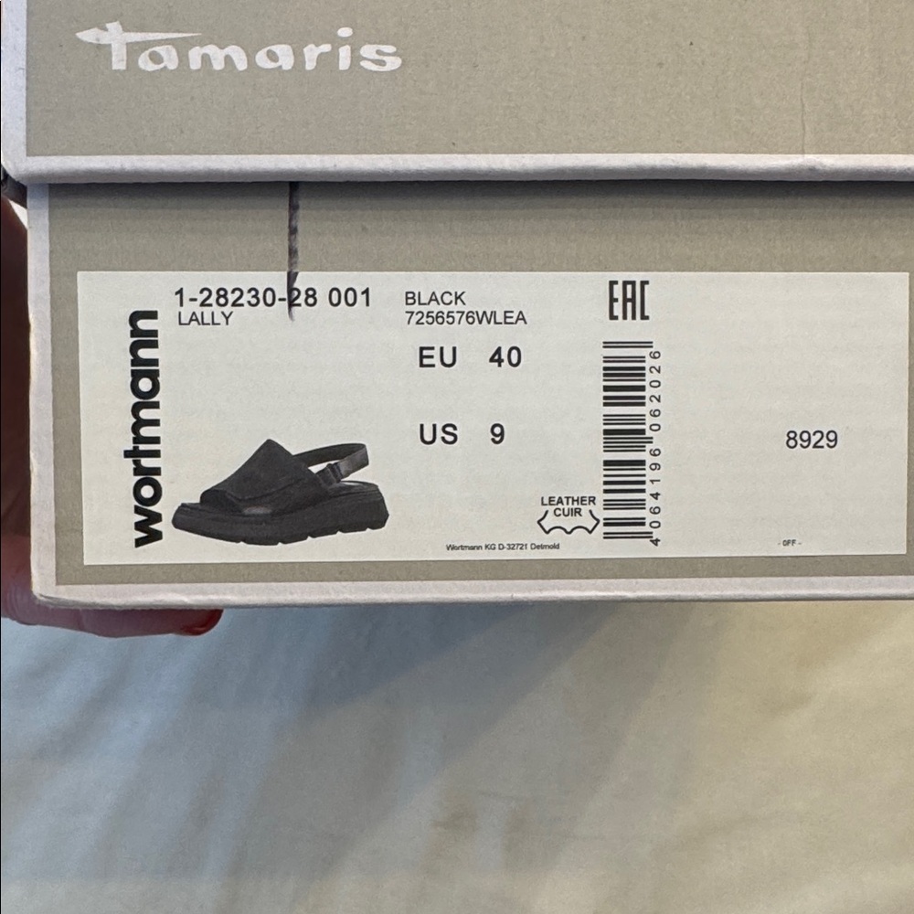 New with tags and box! Tamaris Black Slingback Sandals, leather sz 40 - Picture 7 of 9